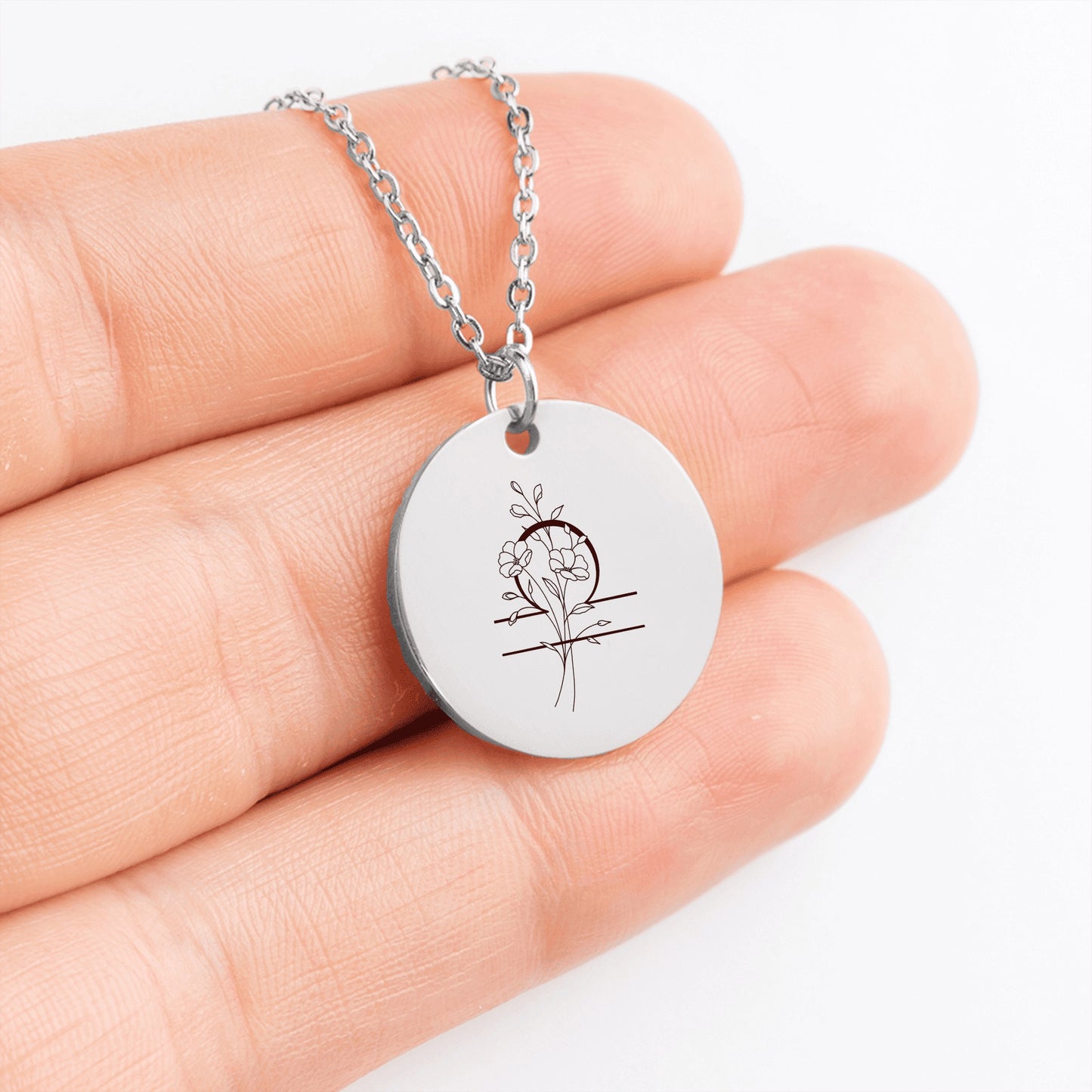 Floral Zodiac Sign Coin Necklace