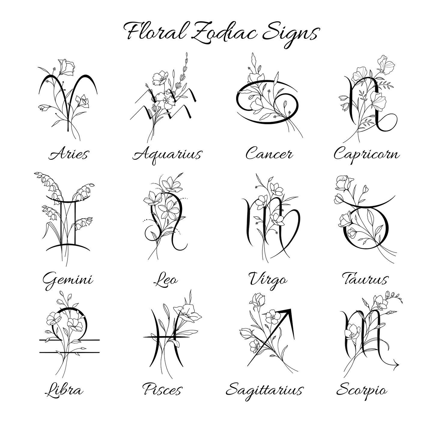 Floral Zodiac Sign Coin Necklace