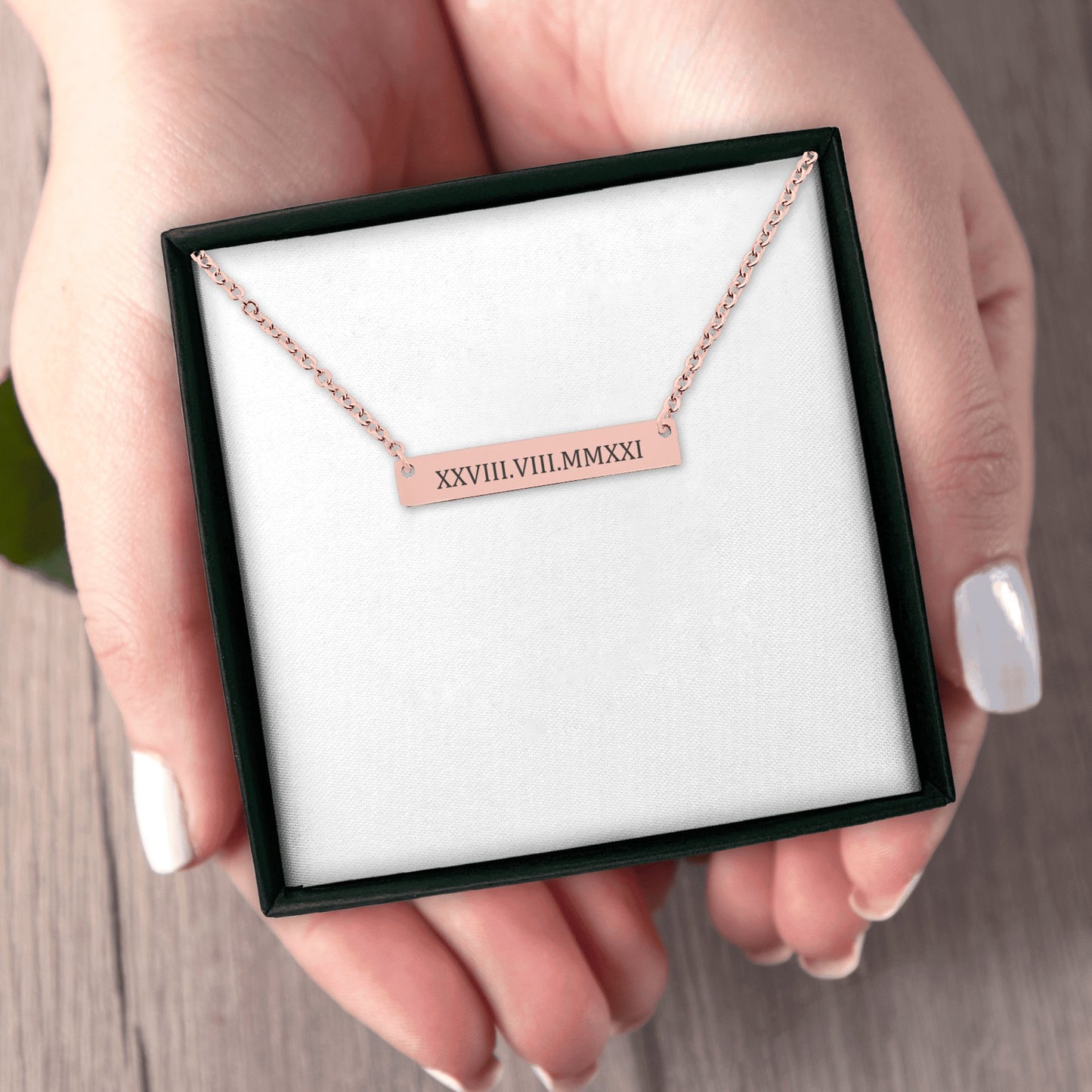 Roman Numbers Horizontal Bar Necklace