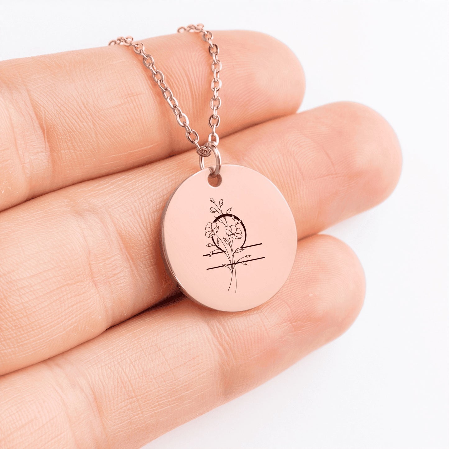 Floral Zodiac Sign Coin Necklace