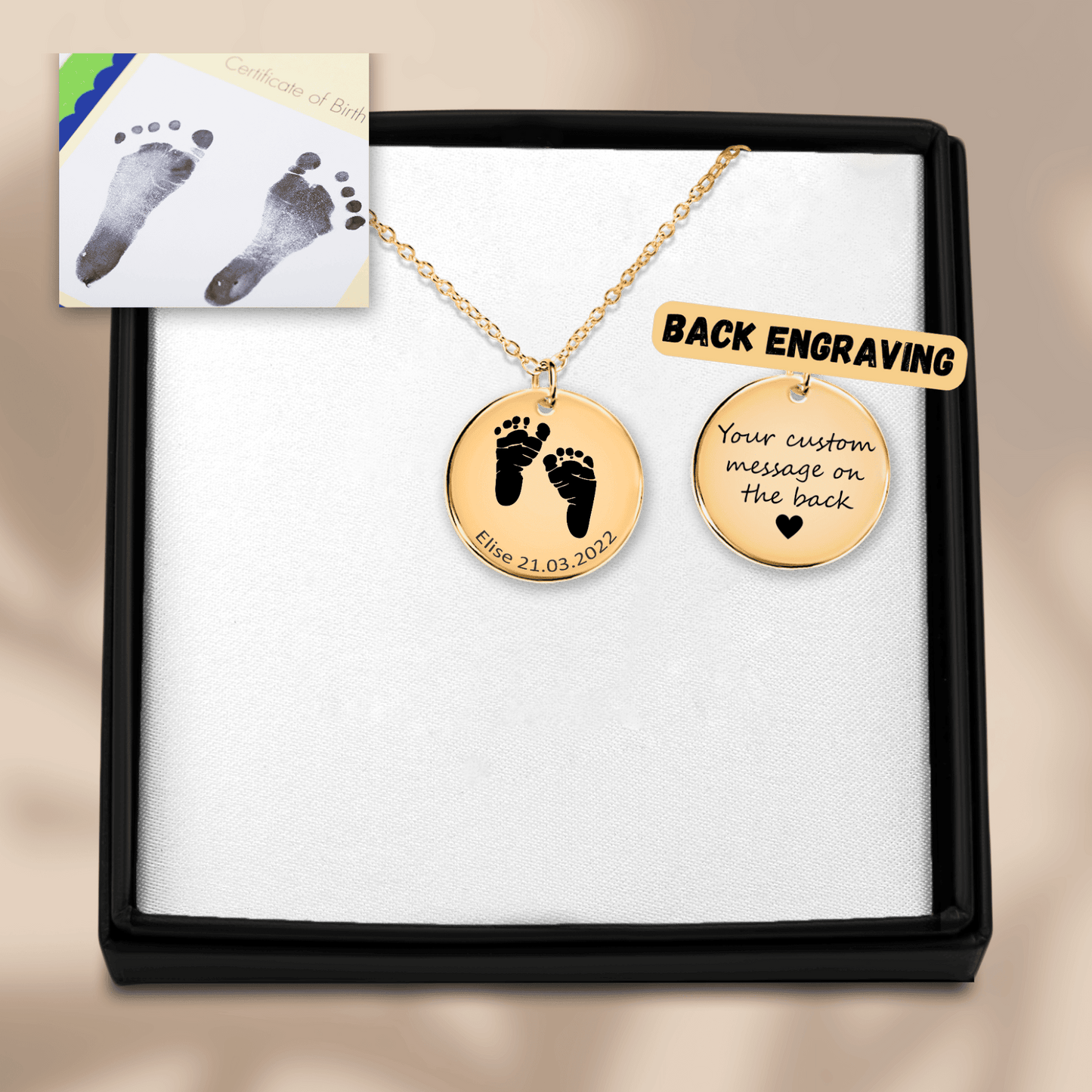 Actual Baby Feet Print Necklace