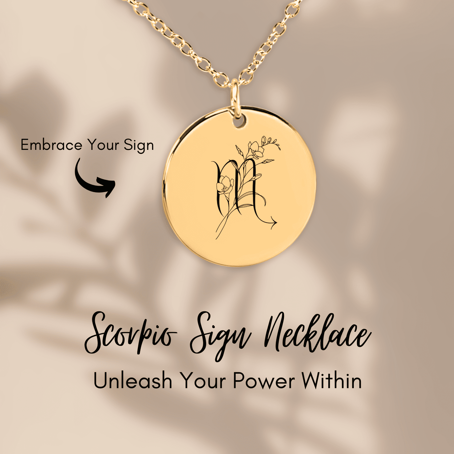 Floral Zodiac Sign Coin Necklace