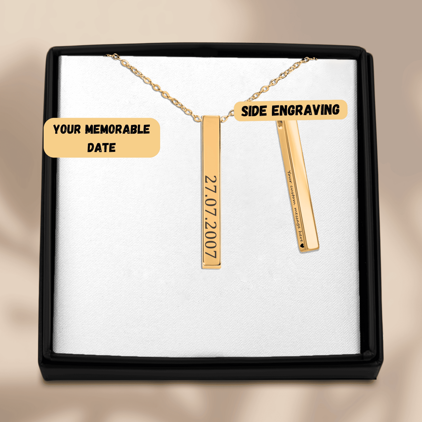 Custom Date Bar Necklace