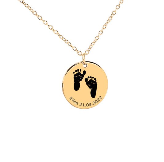 Actual Baby Feet Print Necklace