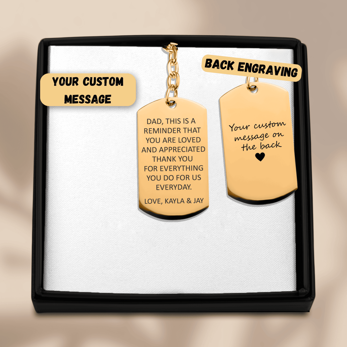 Custom Message Tag Keychain