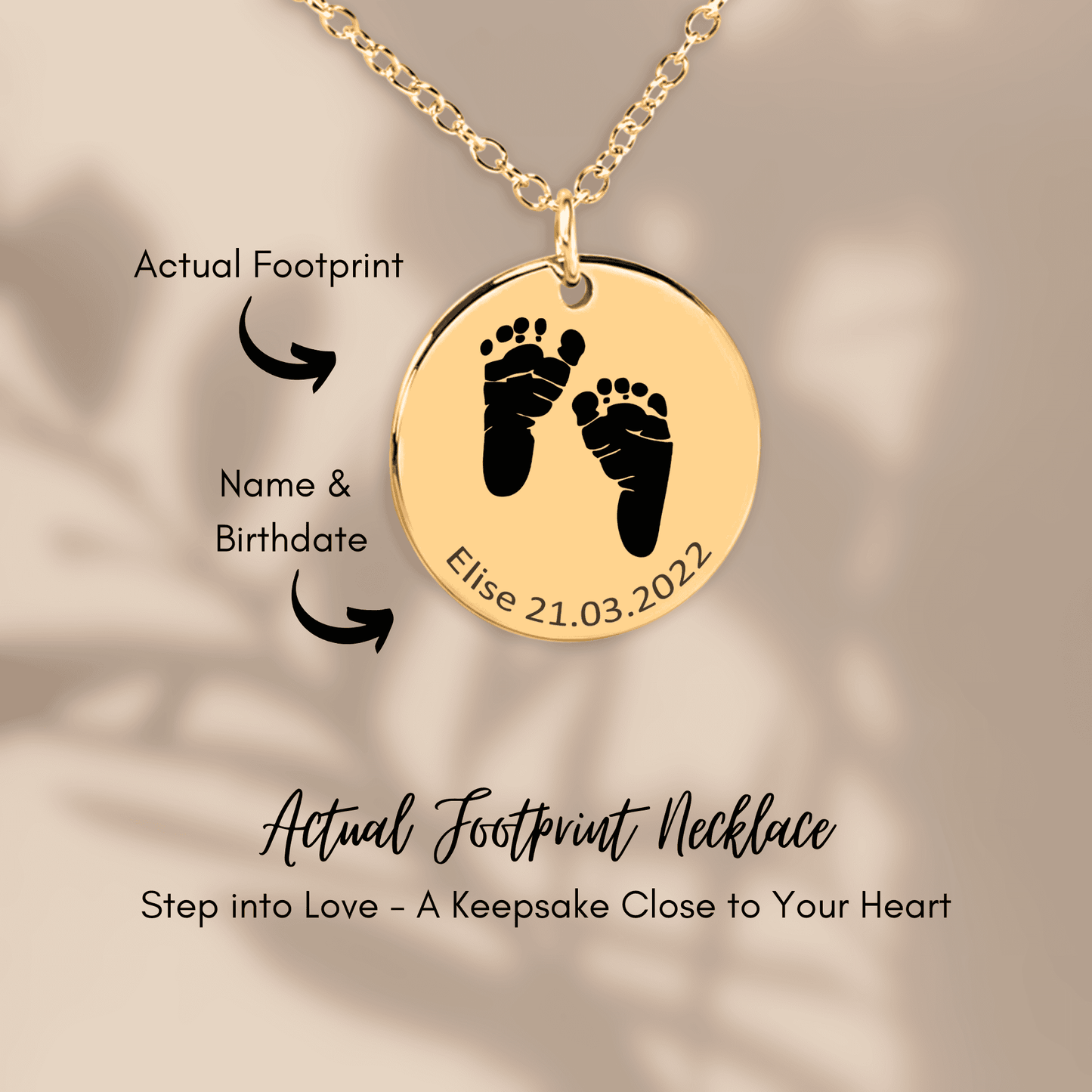 Actual Baby Feet Print Necklace