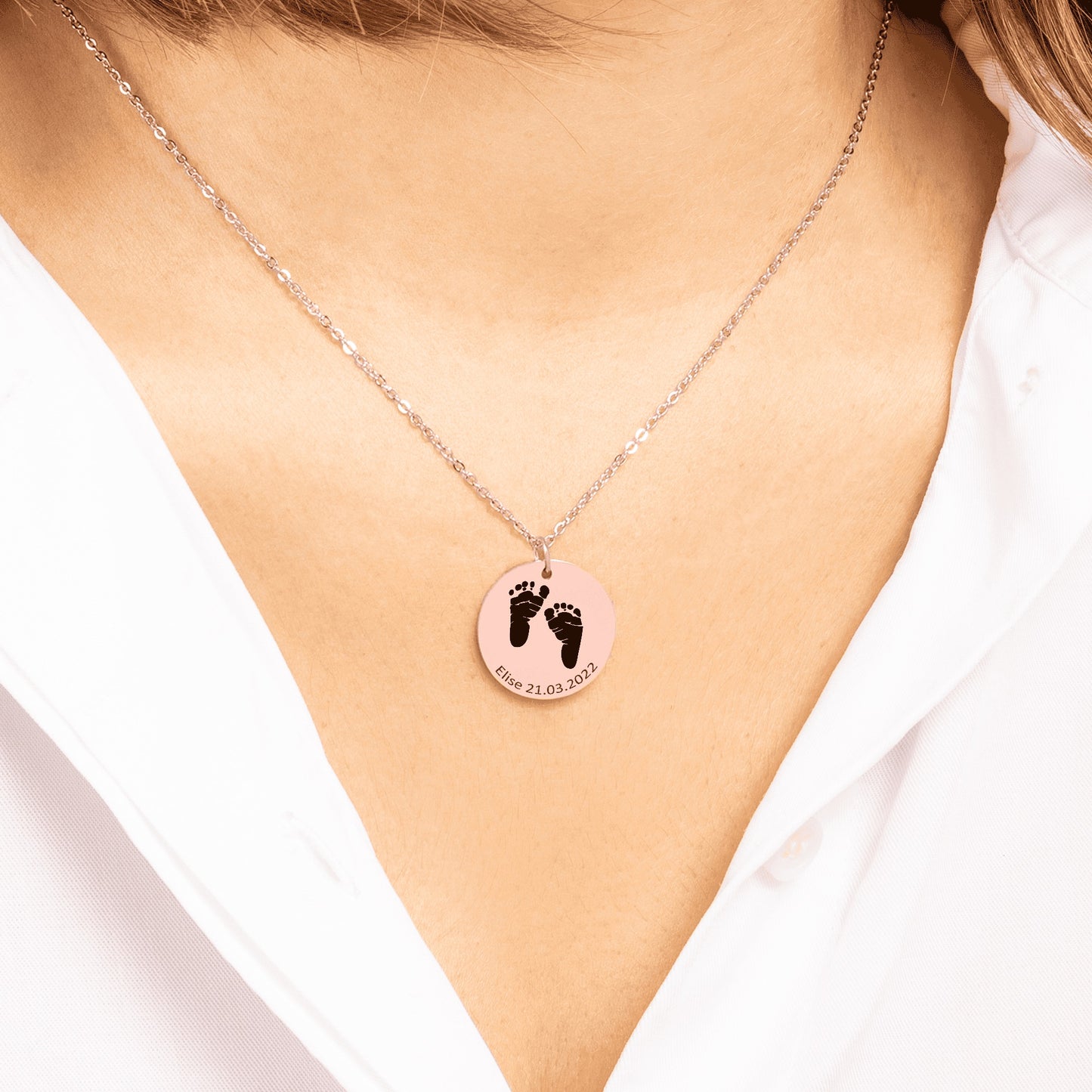 Actual Baby Feet Print Necklace