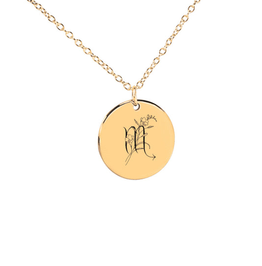 Floral Zodiac Sign Coin Necklace