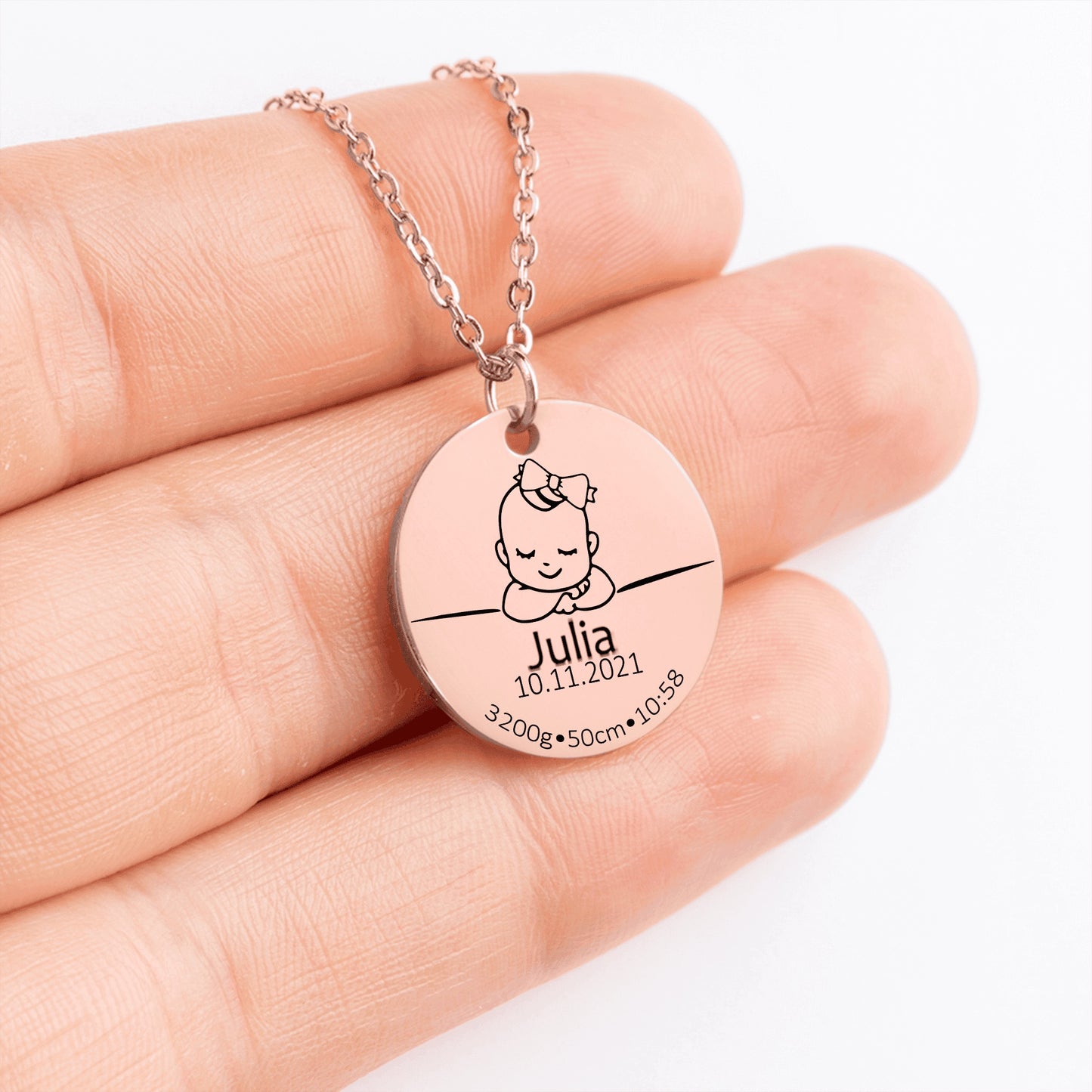 Baby Birth Details Necklace