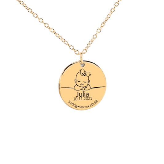 Baby Birth Details Necklace