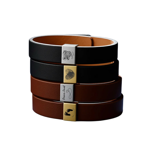 Premium Engraved Men's Leather Bracelet