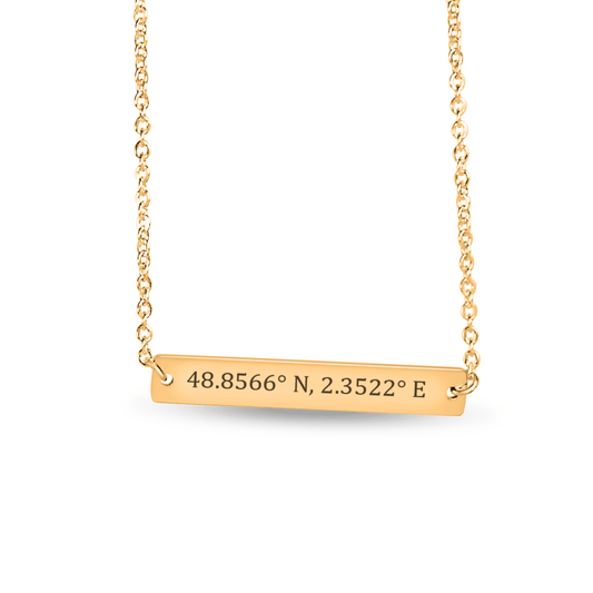 Coordinates Numbers Horizontal Bar Necklace